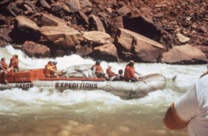 hatch river rafting crew paddling down the colorado river