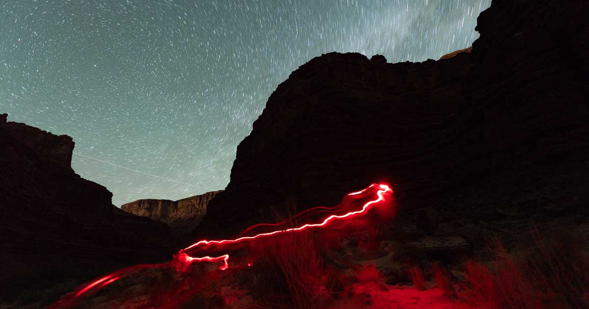 Night Photo Taken in the Grand Canyon of Photo Lag Burning Stick