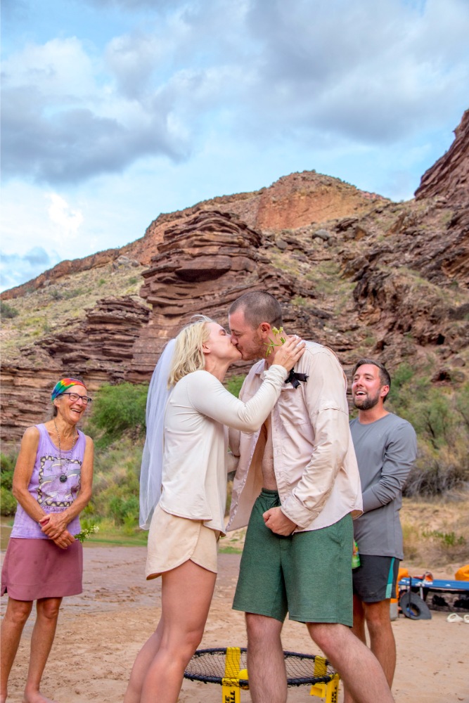 couple have wedding in Grand Canyon with friends