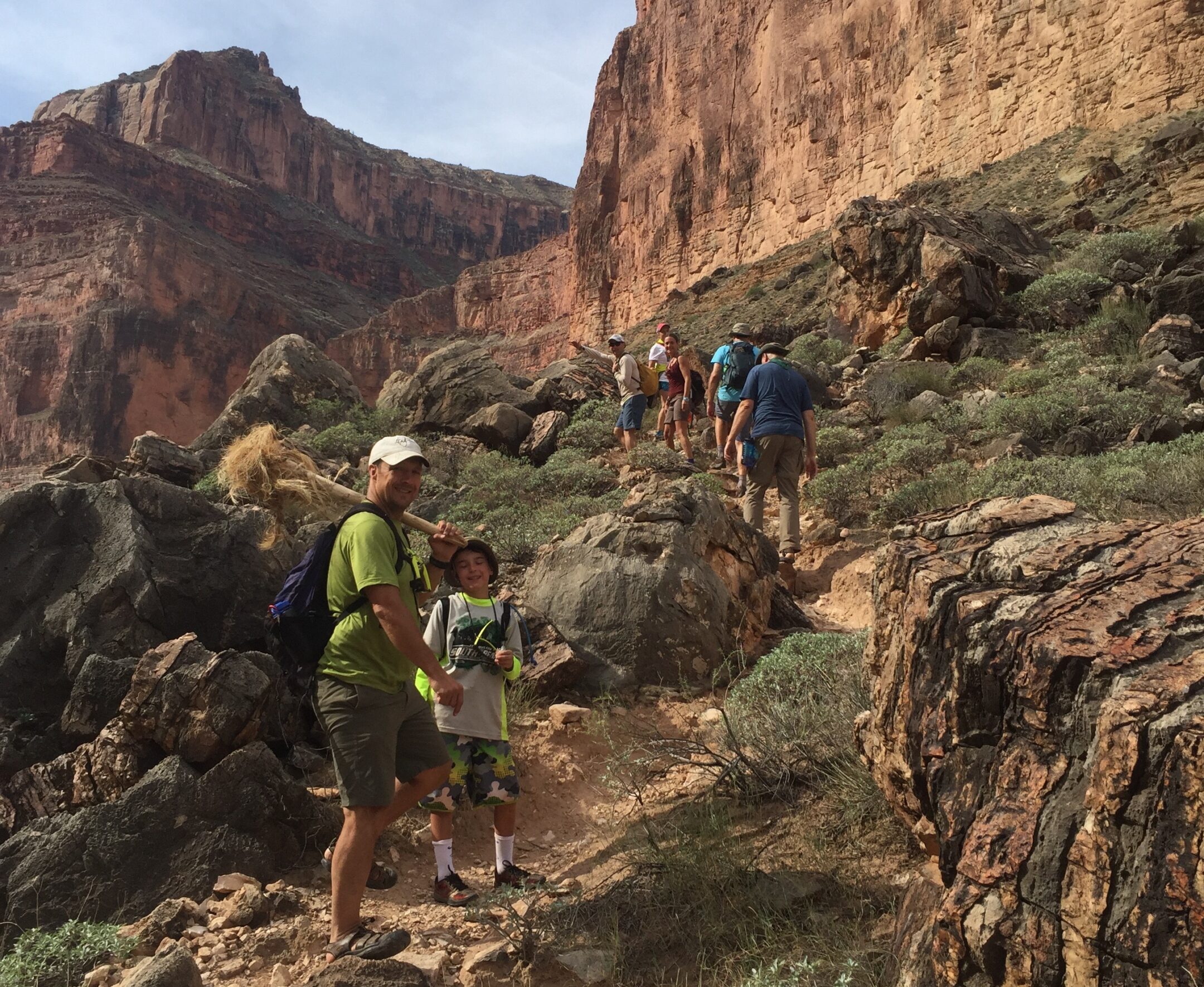 Guests hiking up a rocky trail in the Grand Canyon. Photo credit: Wally Werderich.