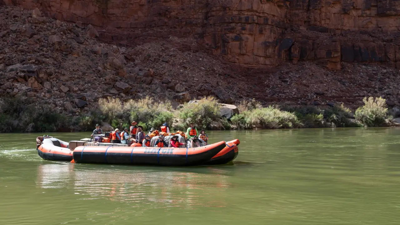 Motorized raft on Colorado River