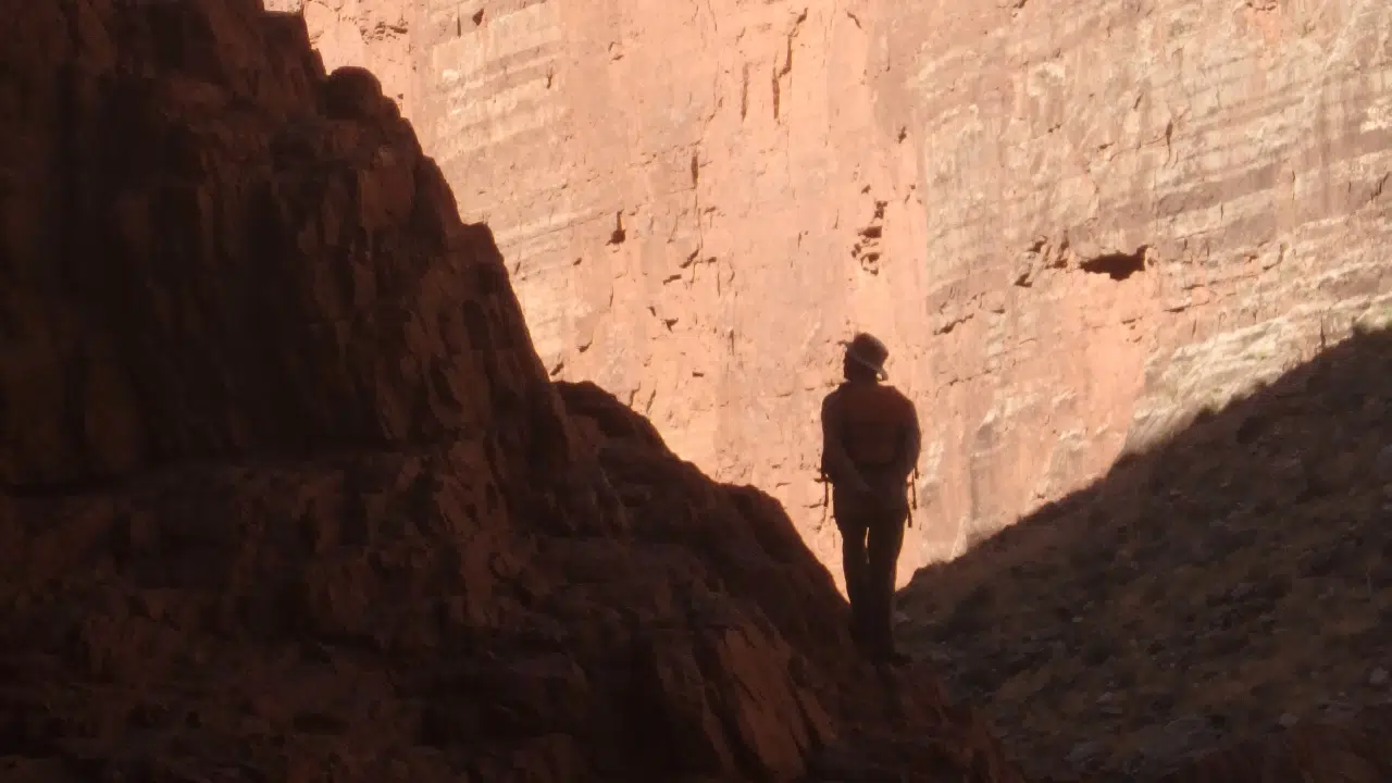 person hiking upper grand canyon with Hatch River Expeditions