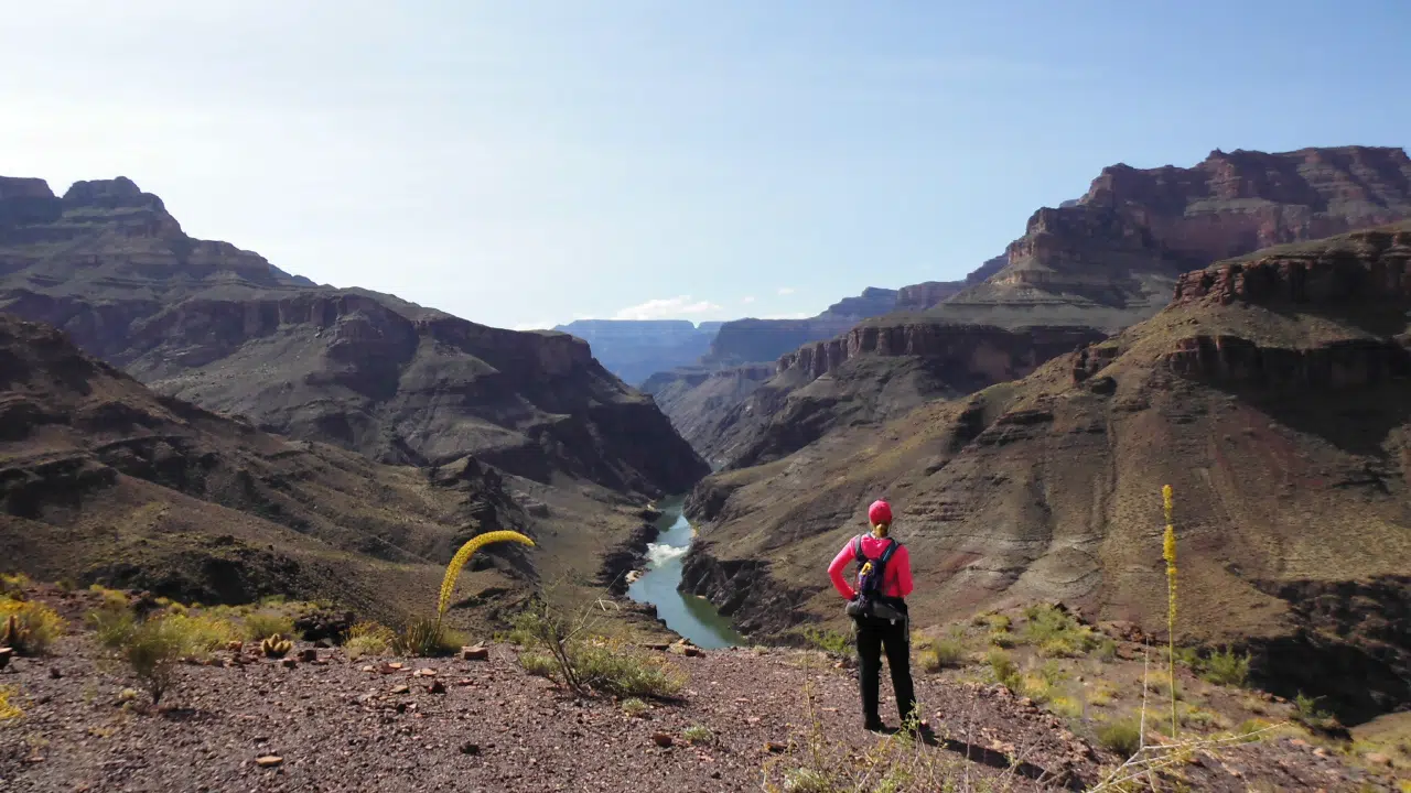 Person hiking Grand Canyon with Hatch River Expeditions