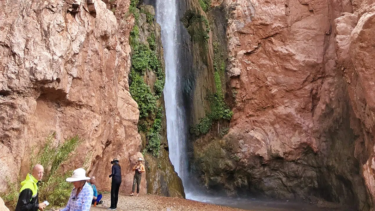 People at Deer Creek Falls on Hatch River Expeditions 4 Day Lower Canyon Trip