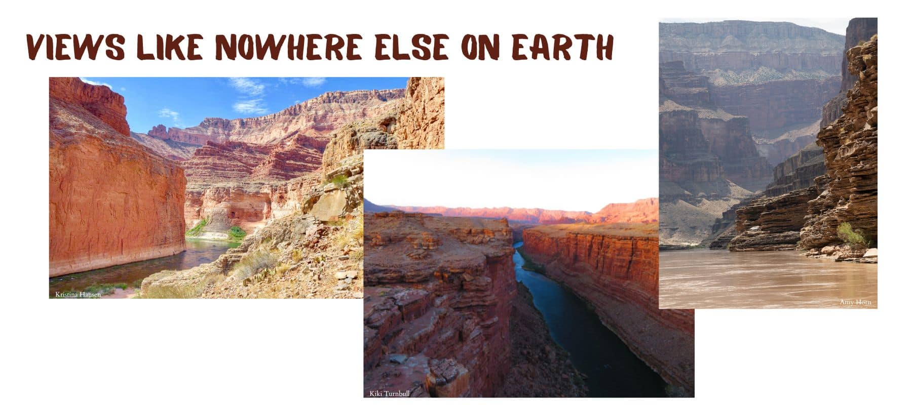 Book now 2026. Collage of landscape photos of scenes from Grand Canyon that reads "views like nowhere else on earth."