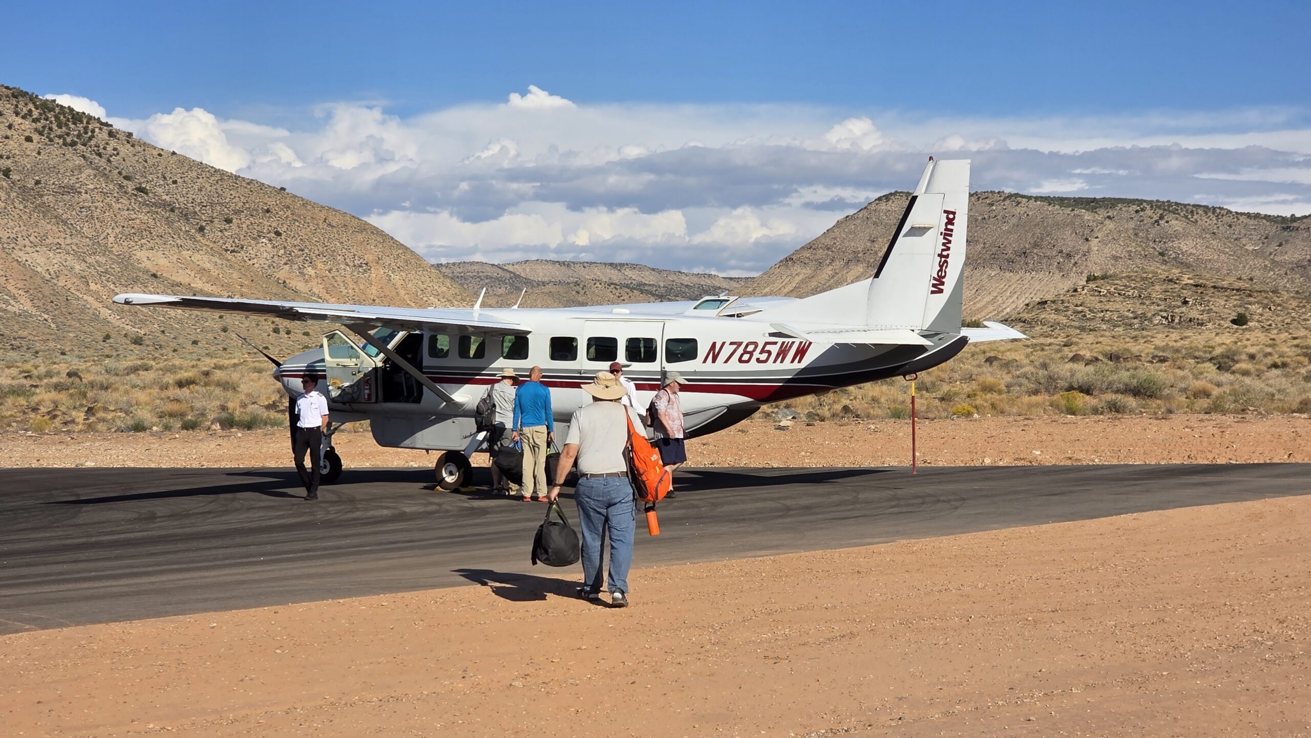Hatch guests board a small airplane to complete the last leg of their all-inclusive rafting trip. Photo credit: Vicky Johnson