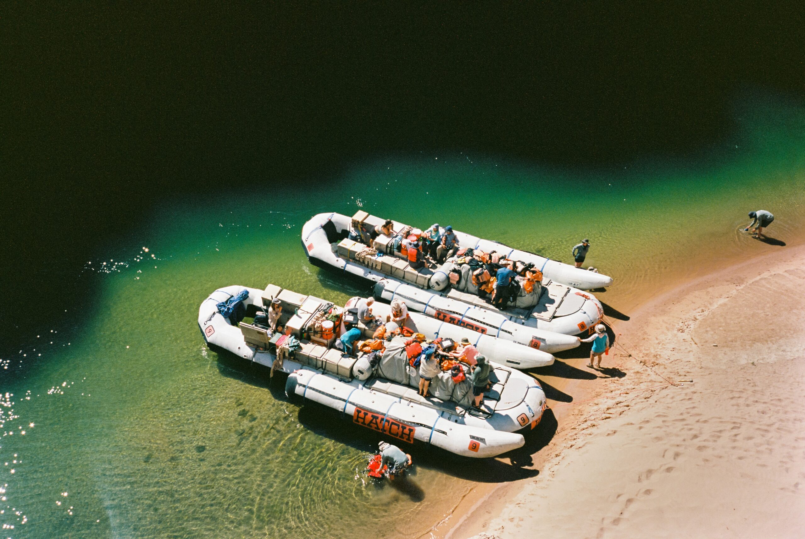 Two Hatch motorized rafts from above Two Hatch S-rig rafts, view from above. Photo credit: Michael Schaffer.